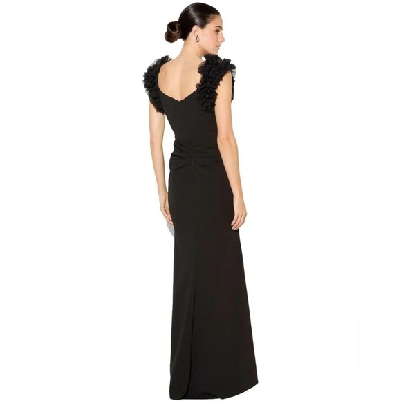 Aqua Dresses & Skirts - AQUA Elegant Black Long Ruffle Sleeve Gown